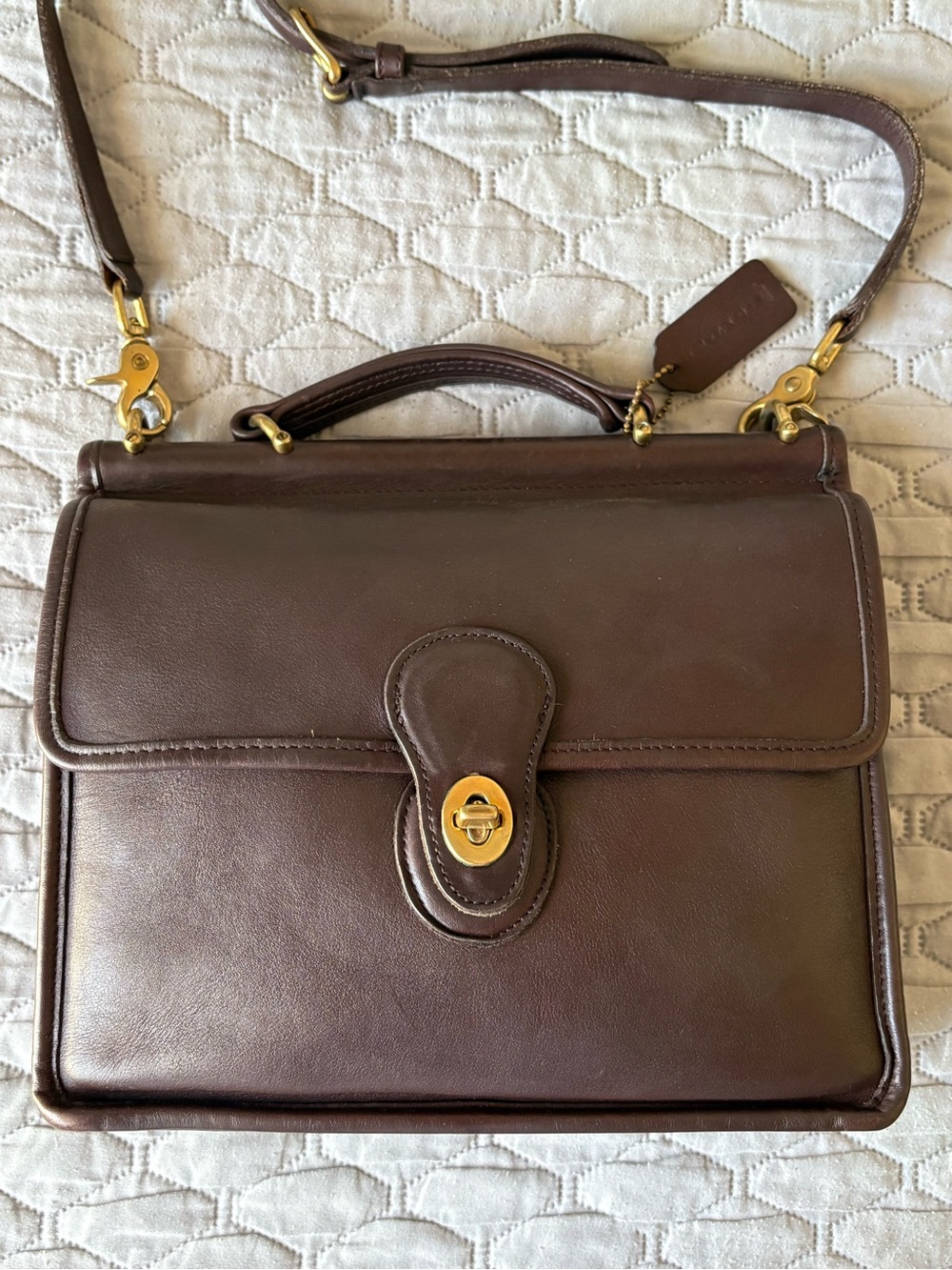 Vintage Coach Willis Mahogany Brown Leather Crossbody Satchel Crossbody - Picture 2 of 16